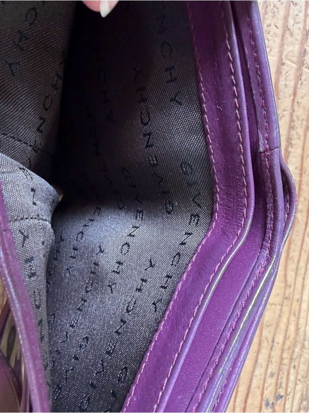 Givenchy Purple Leather & Canvas Buckle Monogram Designer Wallet - Picture 5 of 6
